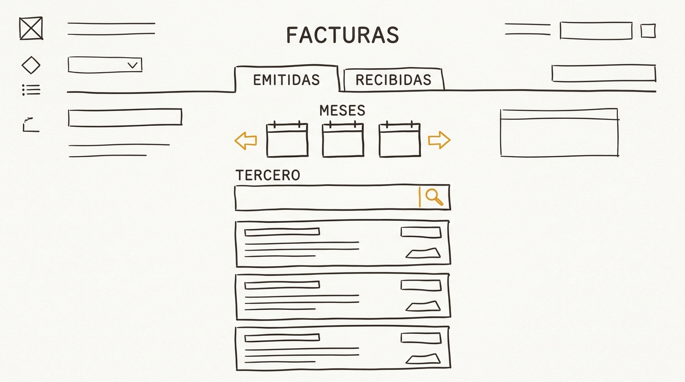 Navegación por meses y búsqueda de documentos por tercero