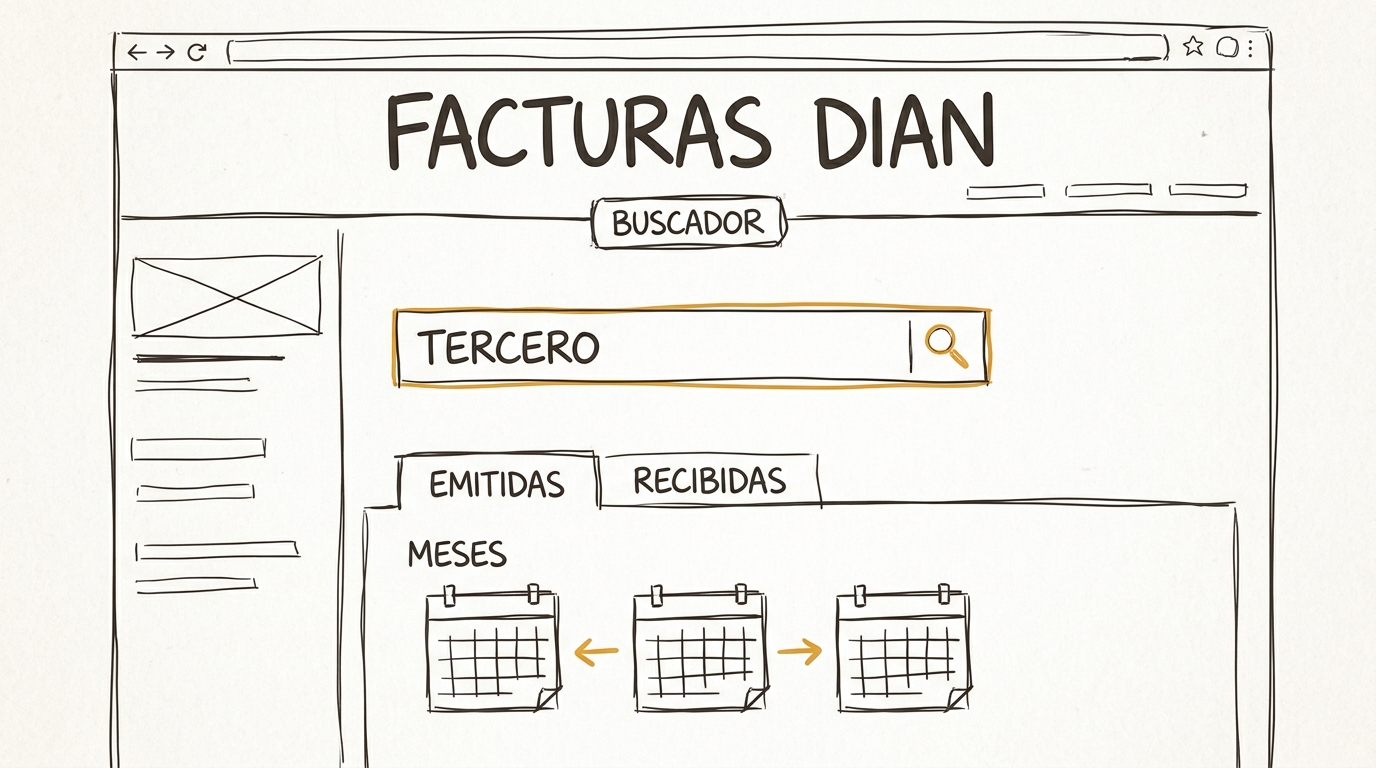 Buscador de facturas DIAN por tercero y por meses