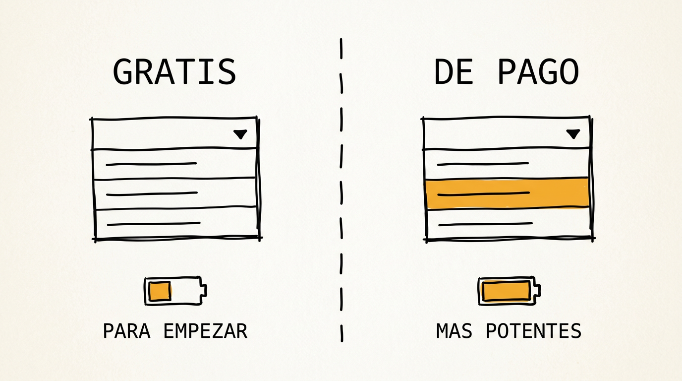 Modelos gratis para empezar, de pago más potentes